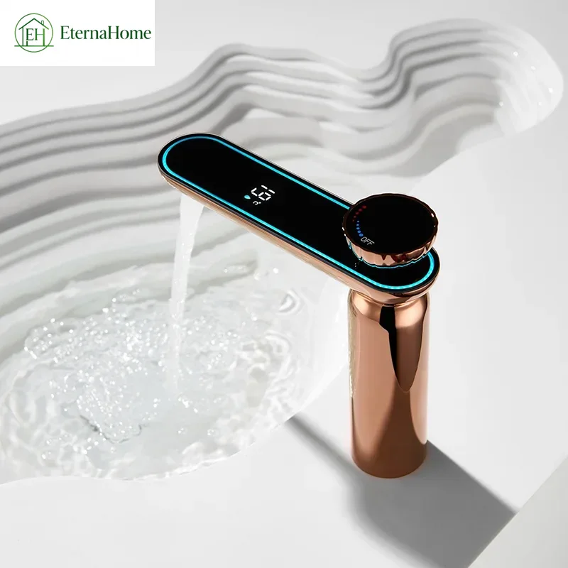 Thermostatic Mixing Valve Digital Display - Rubinetti per lavabo, finitura nera/oro/grigio antracite/bianca,