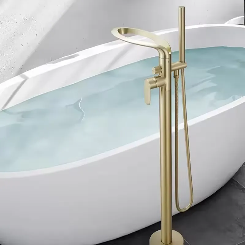 Freestanding Bathtub Filler Faucet Floor - Rubinetto Moderno in Ottone per Vasca