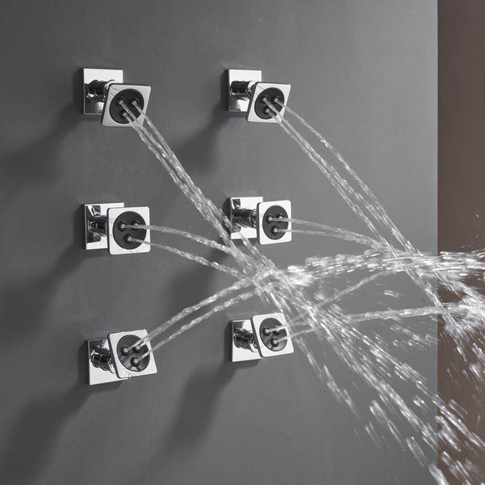 Shower Body Jet Massage Spray Square - Spruzzatore Laterale Quadrato Cromato per Doccia,