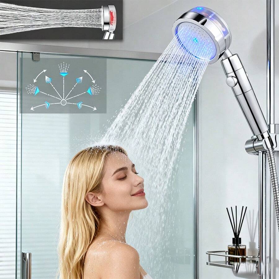Handheld Shower Head High Pressure Filter - Soffione doccia a propulsione con pulsante