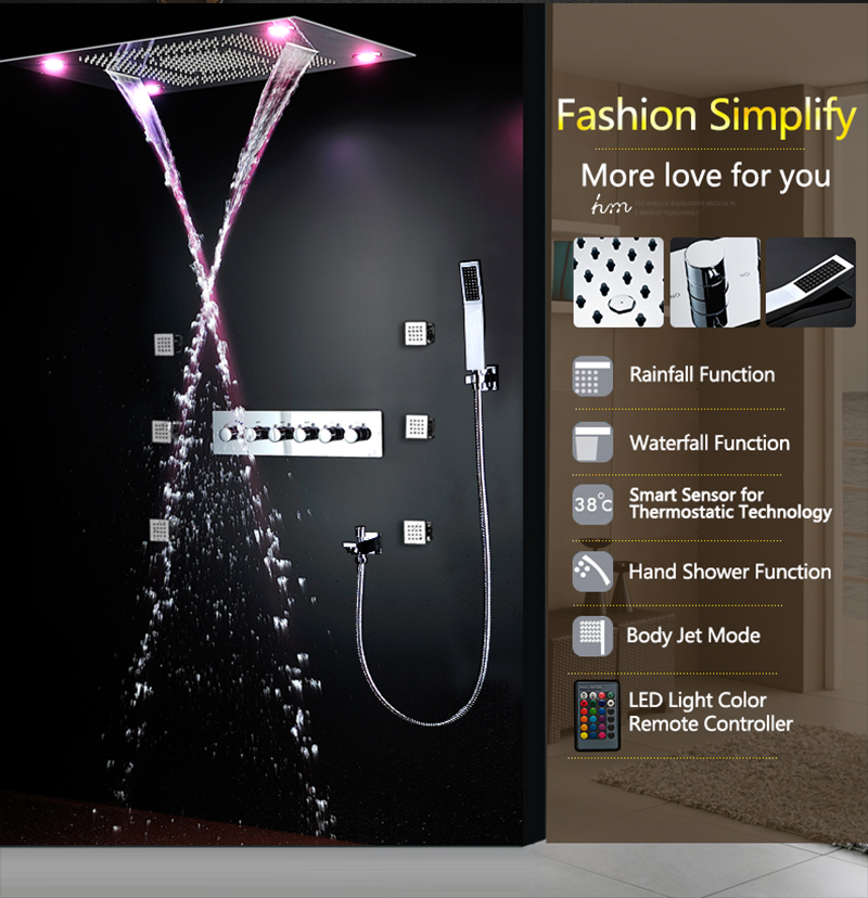 Set Doccia Termostatico Grande - Led Rainfall Shower Head Waterfall recensione e prezzo
