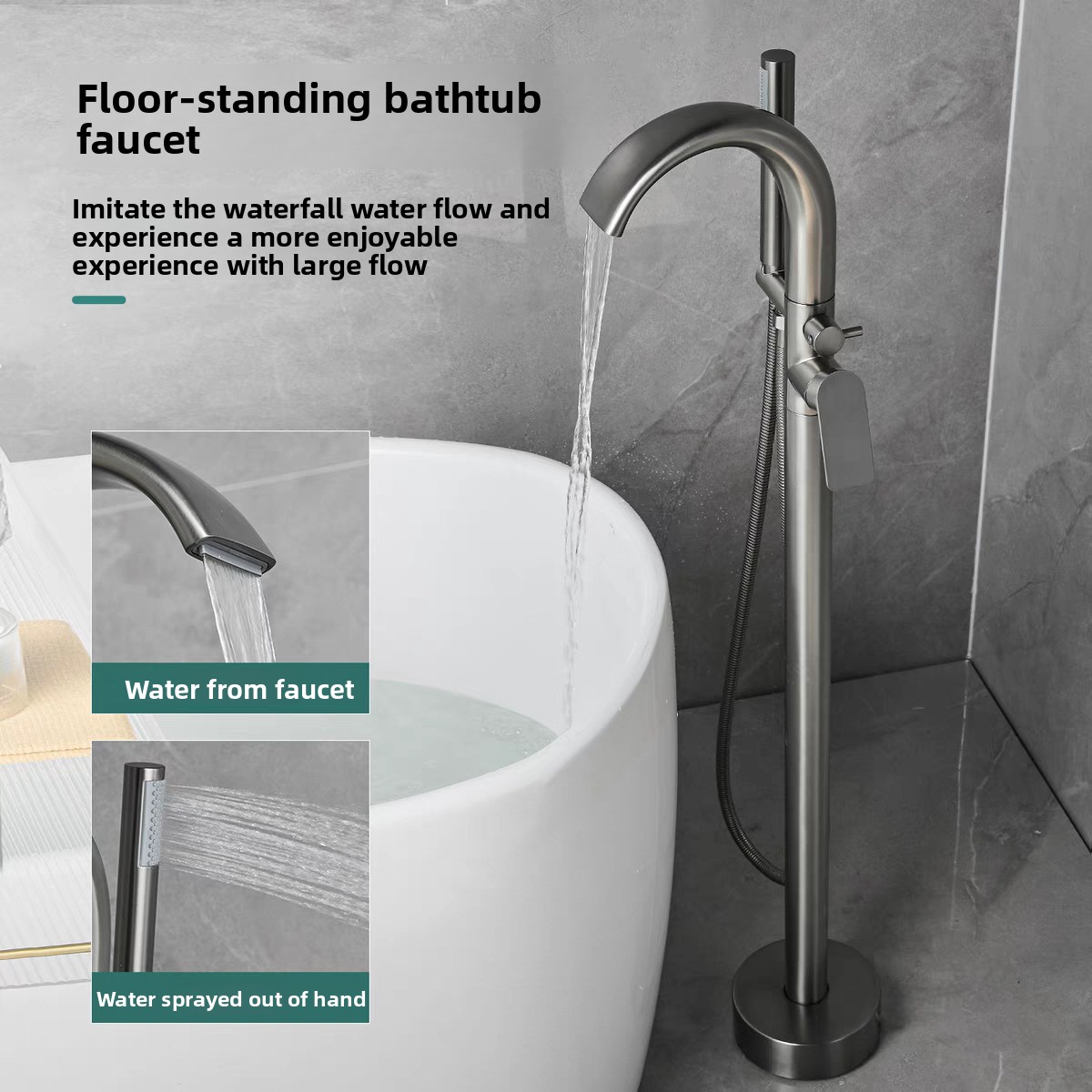 Rubinetto per vasca da bagno a - Freestanding Bathtub Filler Faucet Floor recensione e prezzo