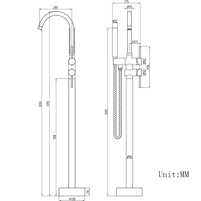 KEMAIDI Golden Plated vasca da - Freestanding Bathtub Filler Faucet Floor recensione e prezzo