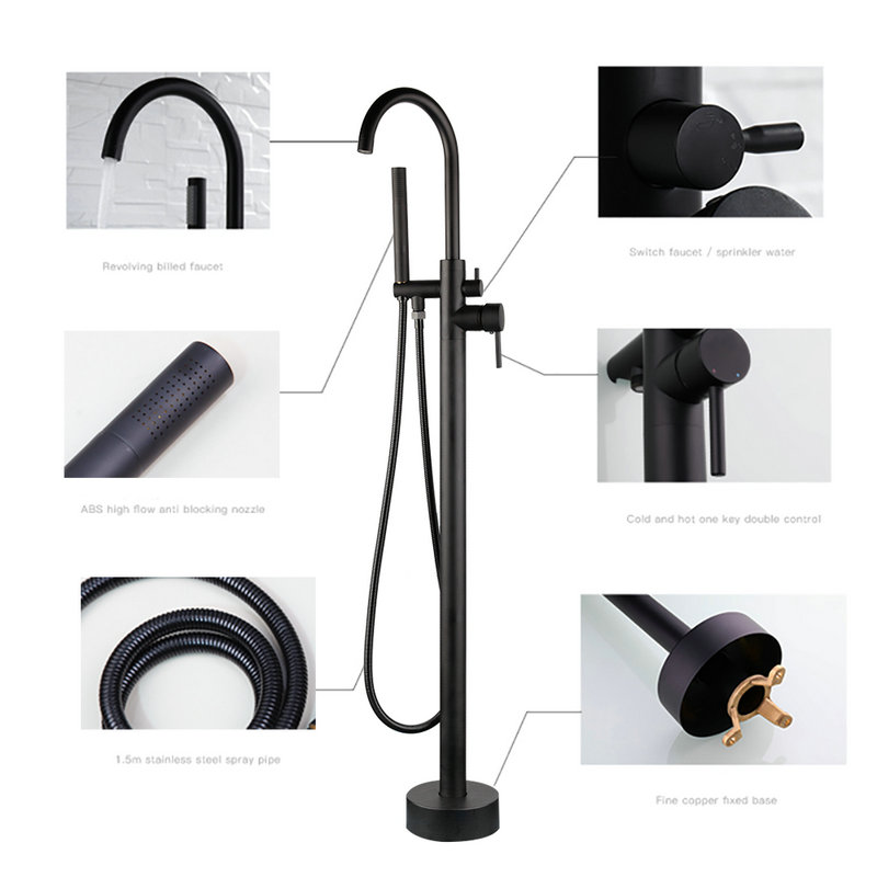 KEMAIDI Golden Plated vasca da - Freestanding Bathtub Filler Faucet Floor recensione e prezzo