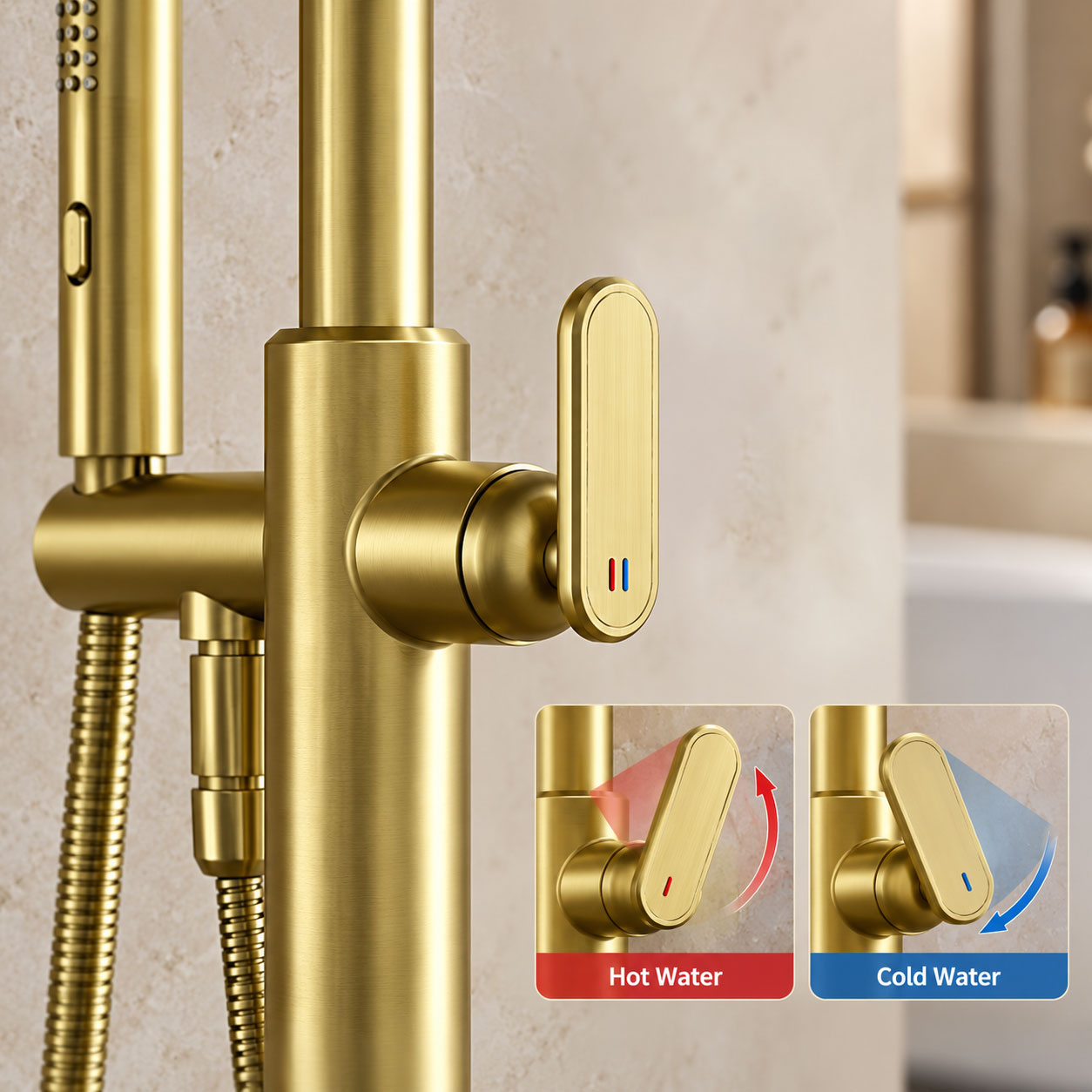 Rubinetto per vasca da bagno d - Freestanding Bathtub Filler Faucet Floor recensione e prezzo