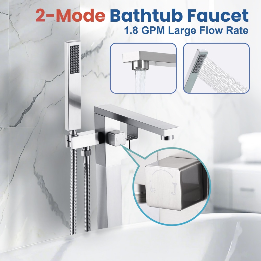 Rubinetto per vasca ad alto fl - Freestanding Bathtub Filler Faucet Floor recensione e prezzo
