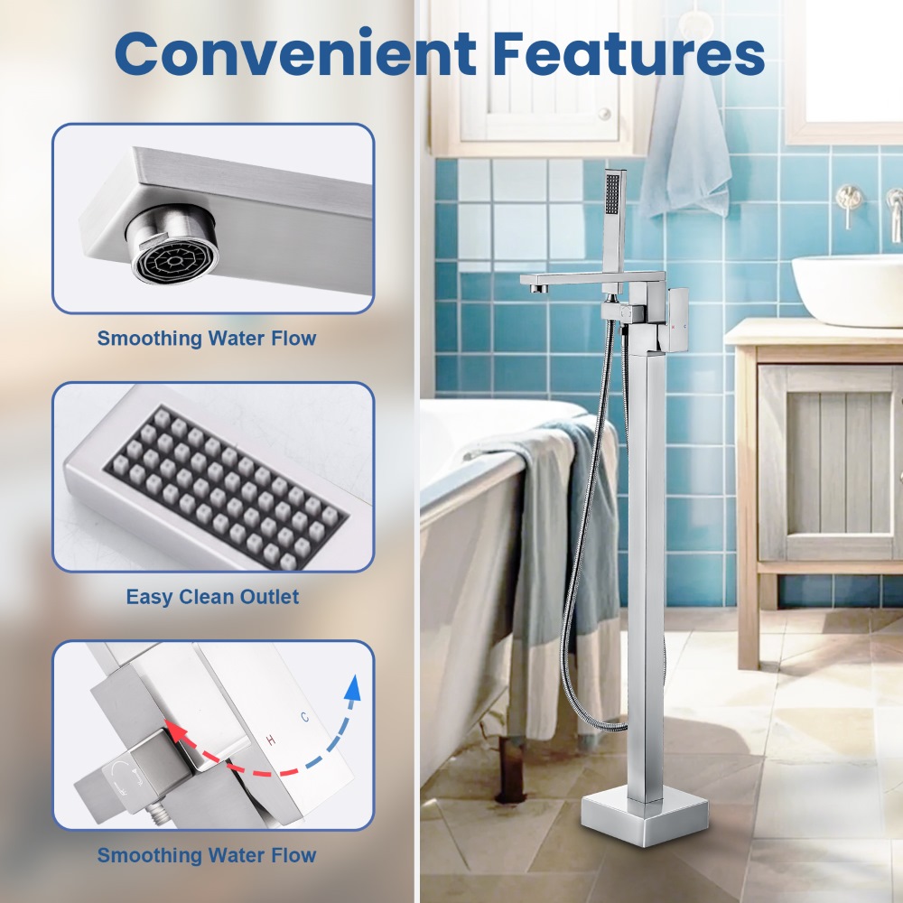 Rubinetto per vasca ad alto fl - Freestanding Bathtub Filler Faucet Floor recensione e prezzo