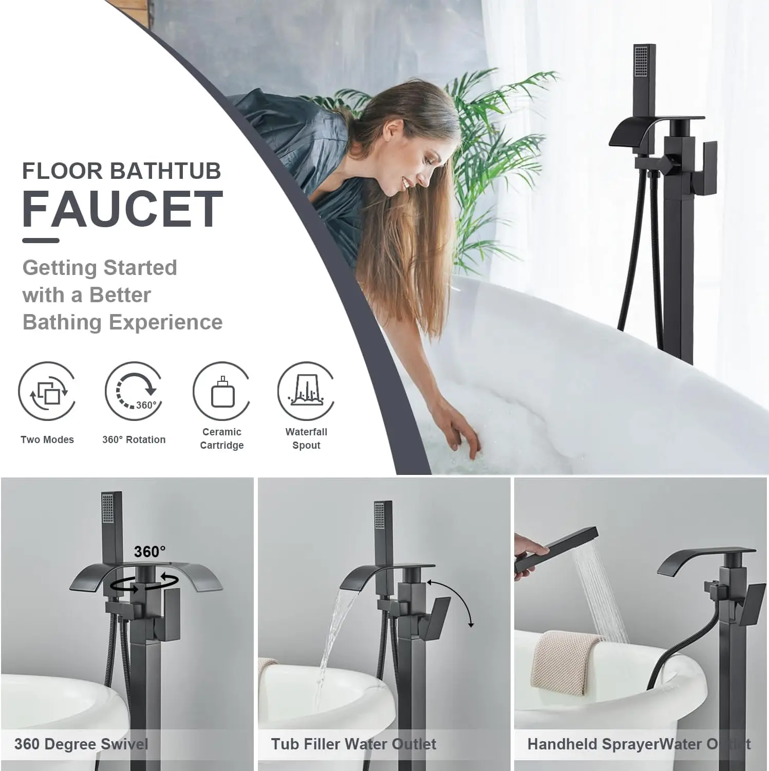 Rubinetto da pavimento per vas - Freestanding Bathtub Filler Faucet Floor recensione e prezzo